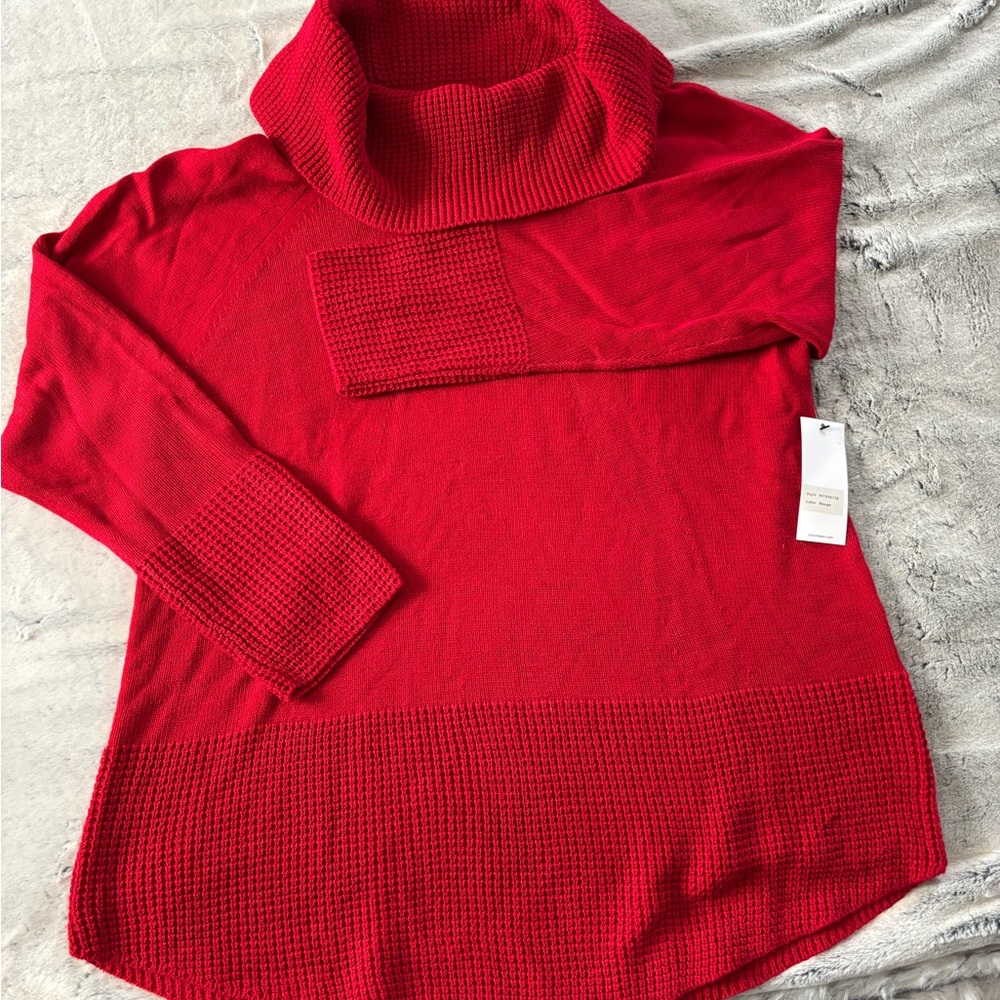 NWT Calvin Klein Vibrant Red Cowl Neck Sweater XL